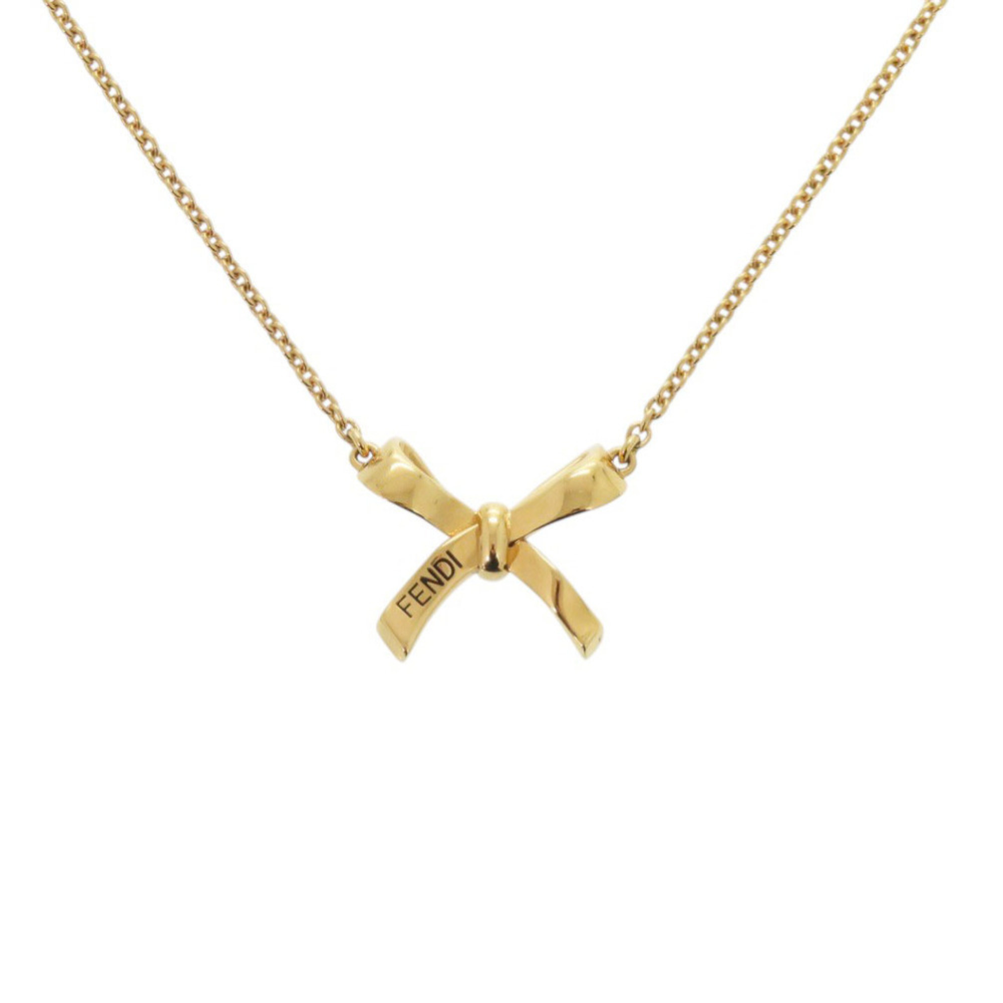 Excellent Condition Fendi Ribbon Gold Necklace Pendant 1315fendi